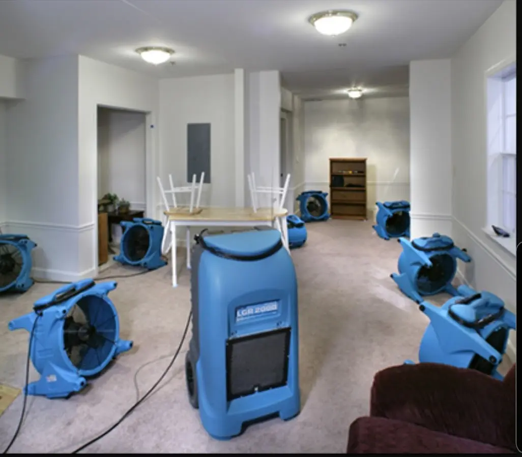 Air movers and dehumidifier setup for Water Extraction & Removal in Signal Mountain