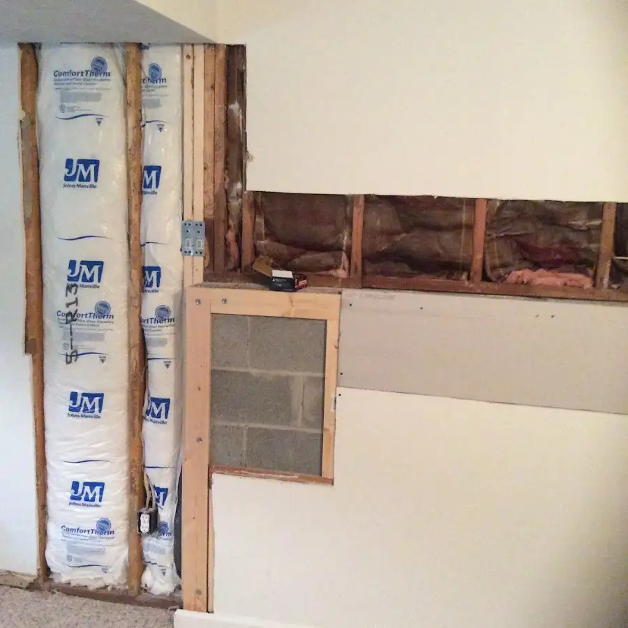 Wall insulation replacement during Basement Flood Cleanup in Signal Mountain